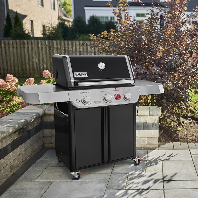 “Weber Genesis E-325 Gas Grill expertly assembled and installed outdoors”